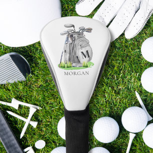 Funda Para Palo De Golf Monograma de nombre inicial personalizado para gol