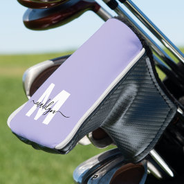 Funda Para Palo De Golf Monograma de nombre inicial púrpura