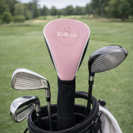 Funda Para Palo De Golf Monograma de nombre personalizado Rosa Polvo