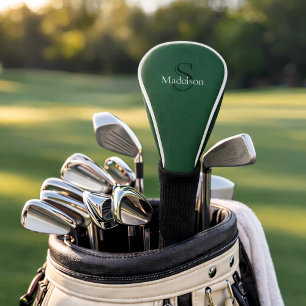 Funda Para Palo De Golf Monograma de nombre personalizado verde esmeralda