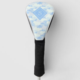 Funda Para Palo De Golf Monograma de nubes de lluvia azul modernas