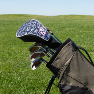 Funda Para Palo De Golf Monograma de Octagon Blanco de la Armada de Preppy