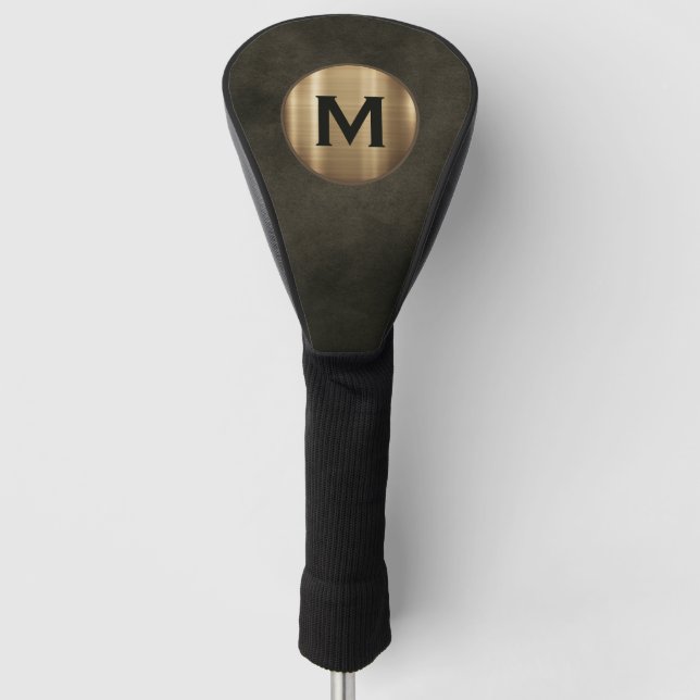 Funda Para Palo De Golf Monograma de oro de lujo moderno (Anverso)
