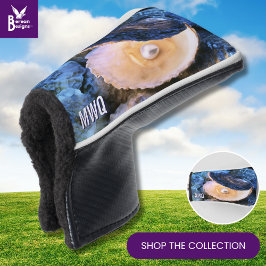 Funda Para Palo De Golf Monograma de ostión de la Perla Azul con estilo