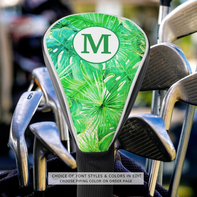 Funda Para Palo De Golf Monograma de palma tropical acuarela (Subido por el creador)