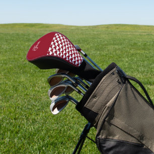 Funda Para Palo De Golf Monograma de patrón de gallo rojo y blanco