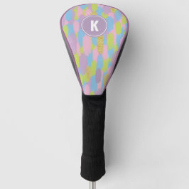 Funda Para Palo De Golf Monograma de Patrón de Pinceladas Abstractas Color
