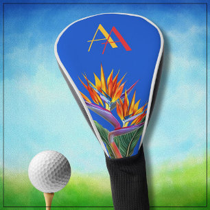 Funda Para Palo De Golf Monograma de Personalizado floral vibrante moderno