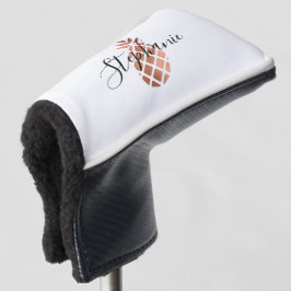 Funda Para Palo De Golf Monograma de Piña con Lámina de Oro Rosa Falso