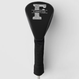 Funda Para Palo De Golf Monograma de plata inicial F personalizado Su nomb