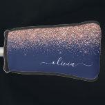 Funda Para Palo De Golf Monograma de Purpurina rosa Rubor Rosa azul de la<br><div class="desc">Azul marino y oro Rosa - Tapa del putter de golf del Purpurina de espuma rosada Rubor. Esto hace que el dulce perfecto cumpleaños 16, boda, ducha de novia, aniversario, ducha de bebé o fiesta de soltera sea regalo para alguien que ama el lujo glam y los estilos de moda....</div>