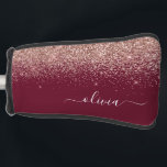 Funda Para Palo De Golf Monograma de Purpurina rosa Rubor Rosa de Borgoña<br><div class="desc">Oro Borgoña y Rosa - Tapa del putter Golf de Monograma del Purpurina de espuma rosado de Rubor. Esto hace que el dulce perfecto cumpleaños 16, boda, ducha de novia, aniversario, ducha de bebé o fiesta de soltera sea regalo para alguien que ama el lujo glam y los estilos de...</div>
