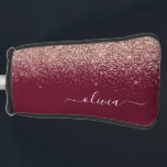 Funda Para Palo De Golf Monograma de Purpurina rosa Rubor Rosa de Borgoña<br><div class="desc">Oro Borgoña y Rosa - Tapa del putter Golf de Monograma del Purpurina de espuma rosado de Rubor. Esto hace que el dulce perfecto cumpleaños 16, boda, ducha de novia, aniversario, ducha de bebé o fiesta de soltera sea regalo para alguien que ama el lujo glam y los estilos de...</div>