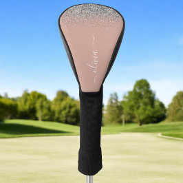 Funda Para Palo De Golf Monograma de Purpurina rosado Rubor Gold Rosa Girl