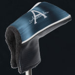 Funda Para Palo De Golf Monograma de Relieve metalizado metálico azul Añad<br><div class="desc">Relieve metalizado de acero inoxidable azul y gris (gris) Faux Metallic de acero inoxidable Elegante Chica de la cubierta de la cabeza del putter de golf. Esta cubierta de cabezal de putter de golf se puede personalizar para incluir su nombre inicial y de pila. Póngase en contacto con el diseñador...</div>