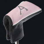 Funda Para Palo De Golf Monograma de Rubor Gris rosa moderno con guión de<br><div class="desc">Funda de putter de golf con el nombre de monograma simple rosado y gris de Rubor. Esto hace que el dulce perfecto cumpleaños 16,  boda,  ducha de novia,  aniversario,  ducha de bebé o fiesta de soltera sea regalo para alguien que ama el lujo glam y los estilos de moda.</div>