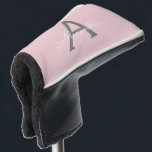 Funda Para Palo De Golf Monograma de Rubor Gris rosa moderno con guión de<br><div class="desc">Funda de putter de golf con el nombre de monograma simple rosado y gris de Rubor. Esto hace que el dulce perfecto cumpleaños 16,  boda,  ducha de novia,  aniversario,  ducha de bebé o fiesta de soltera sea regalo para alguien que ama el lujo glam y los estilos de moda.</div>