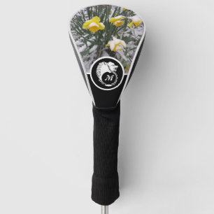 Funda Para Palo De Golf Monograma de silueta de lobo blanco tribal con fot