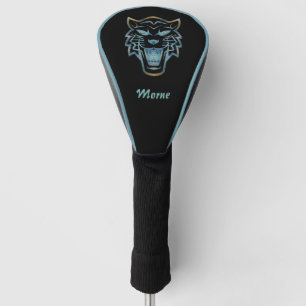 Funda Para Palo De Golf Monograma de silueta de tigre azul degradado