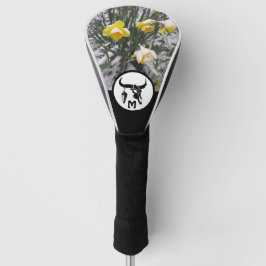 Funda Para Palo De Golf Monograma de silueta tribal de toro negro