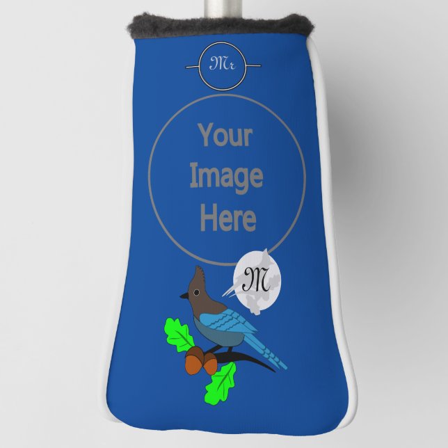 Funda Para Palo De Golf Monograma de Steller Blue Jay (Girar 90)