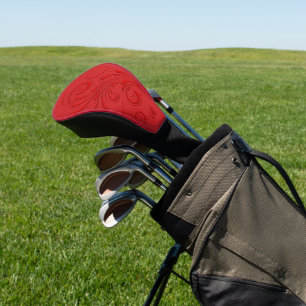 Funda Para Palo De Golf Monograma de Swirl Rojo Monocromático