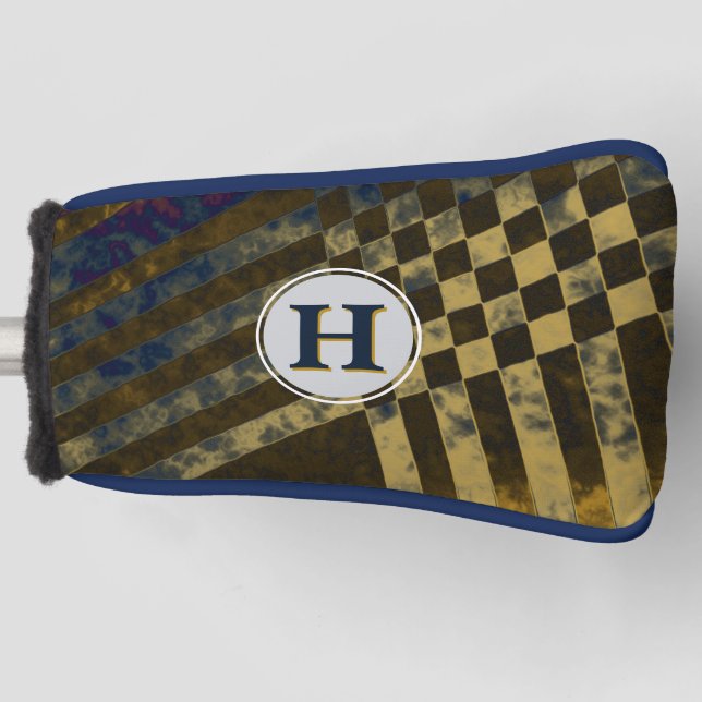 Funda Para Palo De Golf Monograma de trenzas de oro (Anverso)