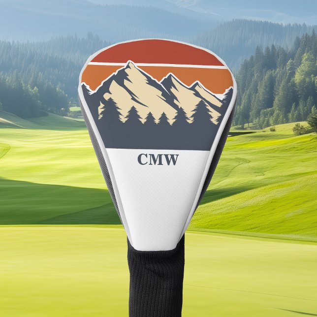 Funda Para Palo De Golf Monograma del atardecer de montaña personalizado (Subido por el creador)