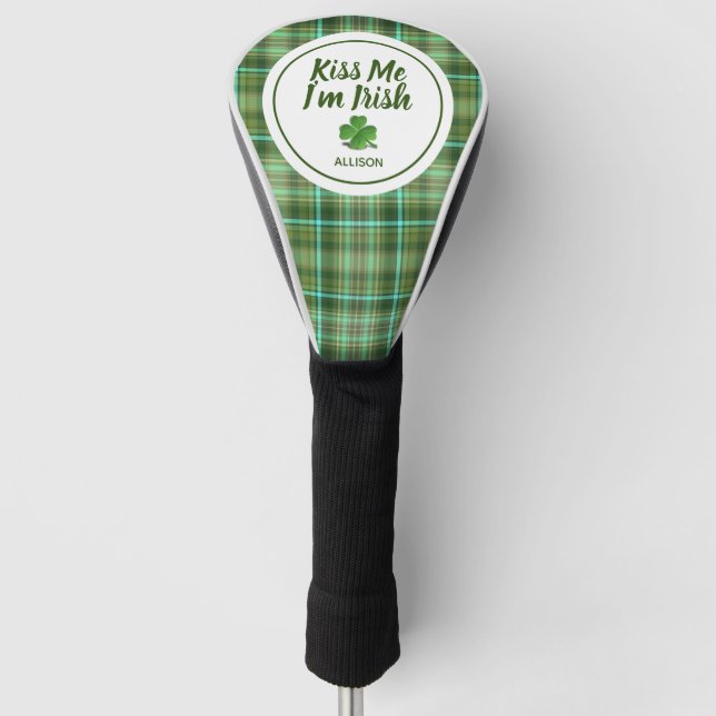 Funda Para Palo De Golf Monograma del Día del Sombrero Verde Irlandés (Anverso)
