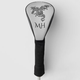 Funda Para Palo De Golf Monograma del dragón plateado asombroso