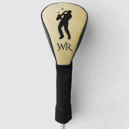 Funda Para Palo De Golf Monograma del jugador saxofón
