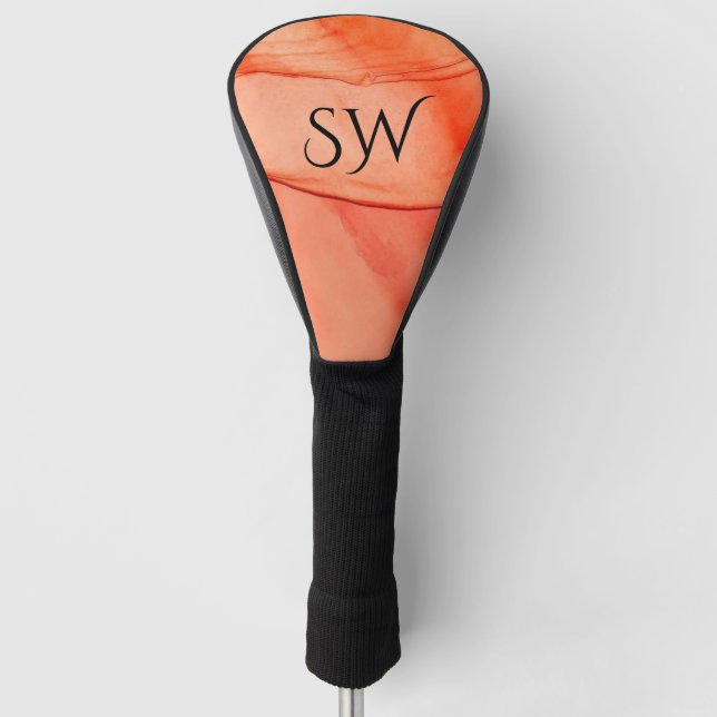 Funda Para Palo De Golf Monograma del naranja Sherbet (Anverso)