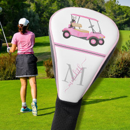 Funda Para Palo De Golf Monograma del nombre del carrito de golf color agu