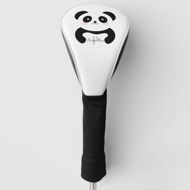 Funda Para Palo De Golf Monograma del oso panda de la bebé de una chica li (Anverso)