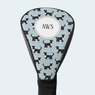Funda Para Palo De Golf Monograma del patrón de perro de cola de borde ga