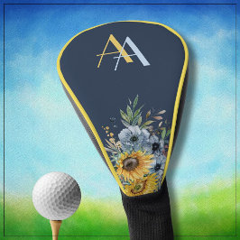 Funda Para Palo De Golf Monograma del Personalizado floral de girasol mode