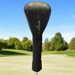 Funda Para Palo De Golf Monograma del Purpurina negro dorado Nombre de la<br><div class="desc">Tapa del controlador de golf con un nombre de monograma de Purpurina de brillo dorado y negro. Esto hace que el dulce perfecto cumpleaños 16, boda, ducha de novia, aniversario, ducha de bebé o fiesta de soltera sea regalo para alguien que ama el lujo glam y los estilos de moda....</div>
