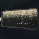Funda Para Palo De Golf Monograma del Purpurina negro dorado Nombre de la<br><div class="desc">Tapa del putter de golf de color negro y Purpurina de esparkle de oro. Esto hace que el dulce perfecto cumpleaños 16,  boda,  ducha de novia,  aniversario,  ducha de bebé o fiesta de soltera sea regalo para alguien que ama el lujo glam y los estilos de moda.</div>