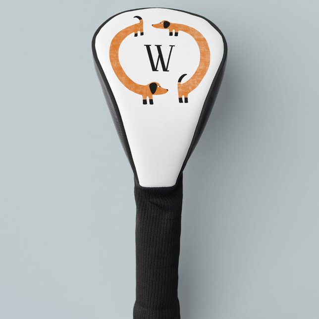 Funda Para Palo De Golf Monograma divertido de perros Dachshund (Subido por el creador)
