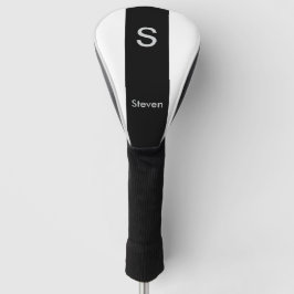 Funda Para Palo De Golf Monograma dos tonos moderno negro y blanco