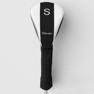 Funda Para Palo De Golf Monograma dos tonos moderno negro y blanco