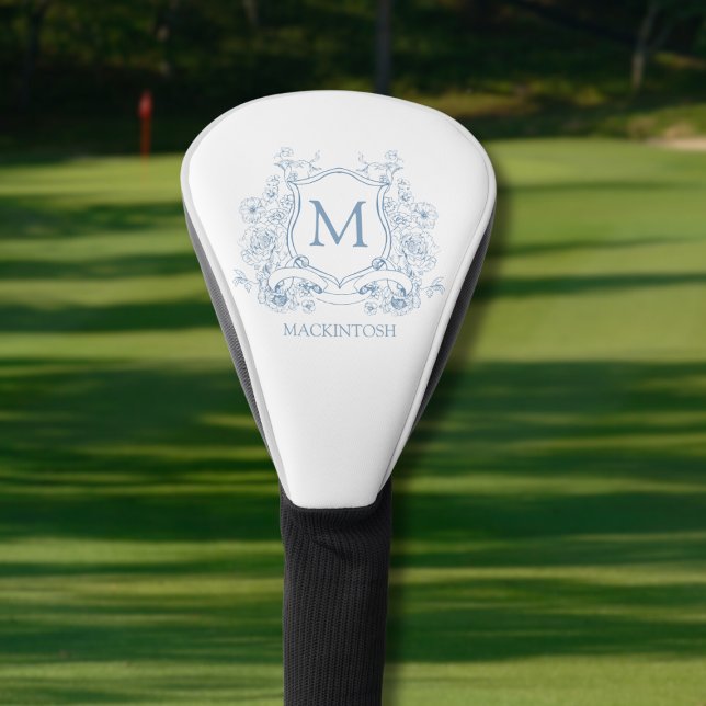 Funda Para Palo De Golf Monograma Elegante (elegant personalized floral monogrammed name initial golf head cover)