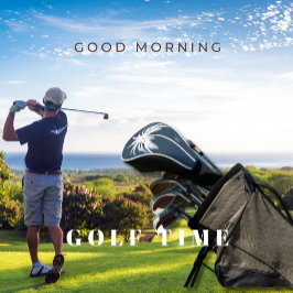 Funda Para Palo De Golf Monograma elegante tropical azul de árbol de palme