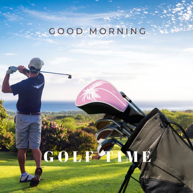 Funda Para Palo De Golf Monograma elegante tropical rosa de árbol de palma (Subido por el creador)