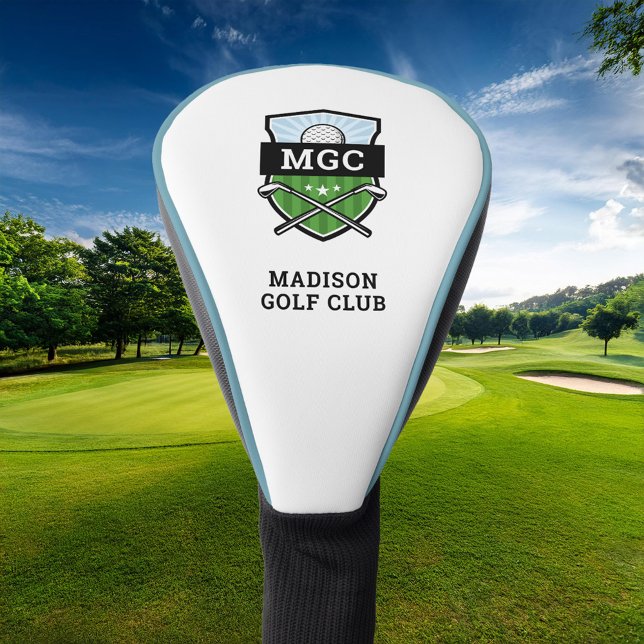 Funda Para Palo De Golf Monograma Escudo del club de golf personalizado (Subido por el creador)