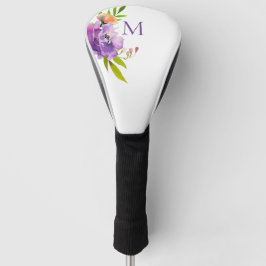 Funda Para Palo De Golf Monograma floral de lavanda de color acuático mode