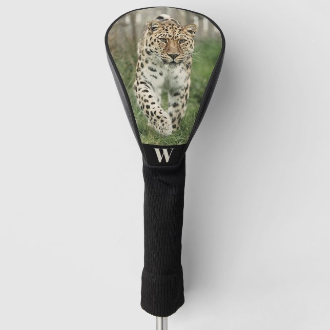 Funda Para Palo De Golf Monograma fotográfico Amur Leopard en peligro de e (Anverso)