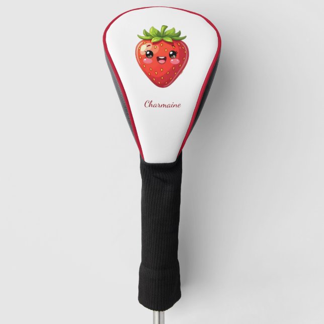 Funda Para Palo De Golf Monograma fresa kawaii linda (Anverso)
