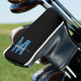 Funda Para Palo De Golf Monograma Inicial Azul Nombre Personalizado