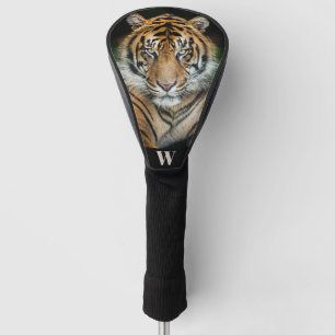 Funda Para Palo De Golf Monograma inicial de foto del tigre de Sumatra rar